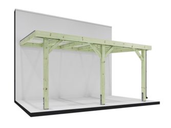 Terrassendach 3,14x5,07m CLASSIC Stegplatten, Holzstützen 70% PEFC-zertifiziert, Kiefer, KDI