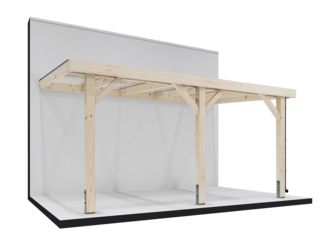 Terrassendach 3,14x5,07m MASTER Stegplatten, Holzstützen 70% PEFC-zertifiziert, Fichte, KVH-nsi