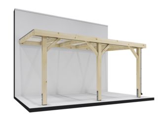 Terrassendach 3,14x5,07m NATUR Stegplatten, Holzstützen 70% PEFC-zertifiziert, Lärche