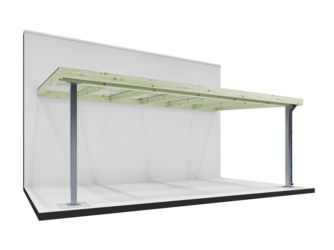 Terrassendach 3,64x6,07m CLASSIC Stegplatten, Stahlstützen 70% PEFC-zertifiziert, Kiefer, KDI