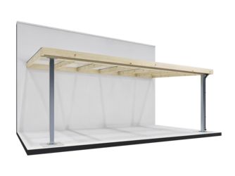 Terrassendach 3,64x6,07m NATUR Stegplatten, Stahlstützen 70% PEFC-zertifiziert, Lärche