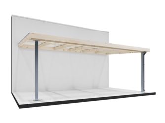 Terrassendach 3,64x6,07m PERFECT Stegplatten, Stahlstützen 70% PEFC-zertifiziert, Fichte, BSH BS11