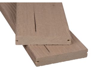 Terrassendiele WPC massiv Tigerwood beidseitig Holzstruktur, längsseitige Nut, LifeCycle - 25 x 137 mm