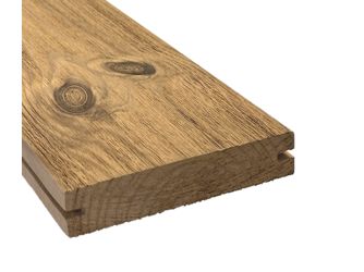 Terrassendiele Kiefer thermobehandelt massiv einseitig gebürstet, einseitig glatt, längsseitige Nut - 26 x 115 mm