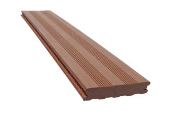Terrassendiele WPC monoextrudiert massiv Exotic Braun einseitig französisches Profil, längsseitige Nut, Elegance - 23 x 138 mm