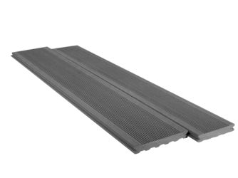 Terrassendiele WPC monoextrudiert massiv Anthrazit einseitig geriffelt, längsseitige Nut, Elegance - 23 x 138 mm