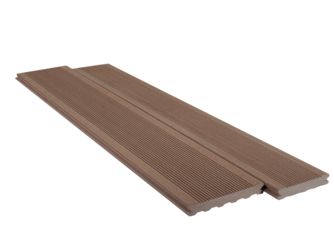 Terrassendiele WPC monoextrudiert massiv Exotic Braun einseitig geriffelt, längsseitige Nut, Elegance - 23 x 138 mm