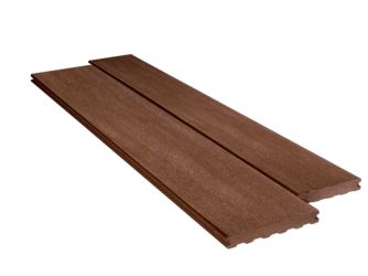 Terrassendiele WPC monoextrudiert massiv Exotic Braun beidseitig glatt, längsseitige Nut, Elegance - 23 x 138 mm