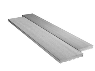Terrassendiele WPC monoextrudiert massiv Hellgrau beidseitig glatt, längsseitige Nut, Elegance - 23 x 138 mm