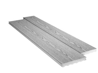Terrassendiele WPC monoextrudiert massiv Hellgrau einseitig Holzstruktur, längsseitige Nut, Elegance - 23 x 138 mm