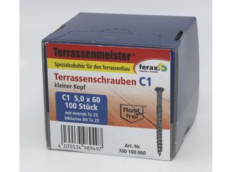 Terrassenschraube C1, 5,0x60, Packung á 100 Stück
