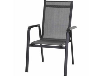 Tesoro Stapelsessel, matt anthrazit Alu, TextilBez. silber schwarz