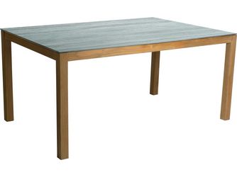 Tisch 160x90cm Teak Tischplatte Dekton Sediment grau