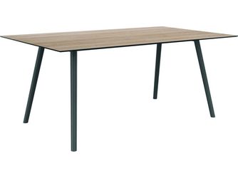 Tisch 180x100cm Interno Rundrohr konisch Aluminium graphit Tischplatte Silverstar 2.0 Oak light