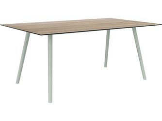 Tisch 180x100cm Interno Rundrohr konisch Aluminium greige Tischplatte Silverstar 2.0 Oak light