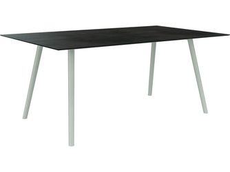 Tisch 180x100cm Interno Rundrohr konisch Aluminium greige Tischplatte Silverstar 2.0 Smoky