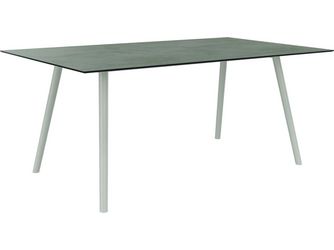 Tisch 180x100cm Interno Rundrohr konisch Aluminium greige Tischplatte Silverstar 2.0 Zement hell