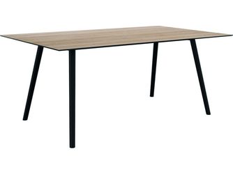 Tisch 180x100cm Interno Rundrohr konisch Aluminium schwarz matt Tischplatte Silverstar 2.0 Oak light