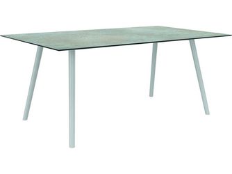 Tisch 180x100cm Interno Rundrohr konisch Aluminium weiß Tischplatte Silverstar 2.0 Quartz