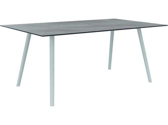 Tisch 180x100cm Interno Rundrohr konisch Aluminium weiß/Tischplatte Silverstar 2.0 Stone light