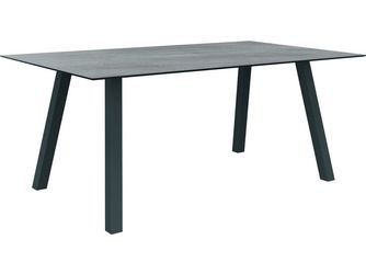 Tisch 180x100cm Interno Vierkantrohr Aluminium graphit Tischplatte Silverstar 2.0 Stone light