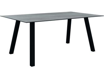 Tisch 180x100cm Interno Vierkantrohr Aluminium schwarz matt Tischplatte Silverstar 2.0 Stone light