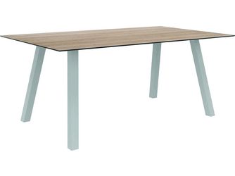 Tisch 180x100cm Interno Vierkantrohr Aluminium weiß Tischplatte Silverstar 2.0 Oak light