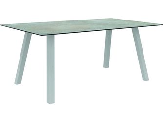 Tisch 180x100cm Interno Vierkantrohr Aluminium weiß Tischplatte Silverstar 2.0 Quartz