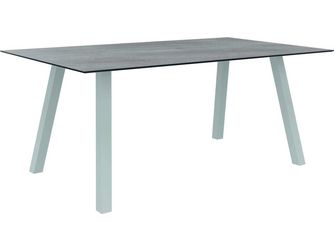 Tisch 180x100cm Interno Vierkantrohr Aluminium weiß Tischplatte Silverstar 2.0 Stone light