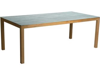 Tisch 200x100cm Teak Tischplatte Dekton Sediment grau