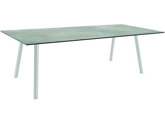 Tisch 220x100cm Interno Rundrohr Edelstahl Tischplatte Silverstar 2.0 Quartz