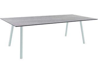 Tisch 220x100cm Interno Rundrohr Edelstahl Tischplatte Silverstar 2.0 Stone light