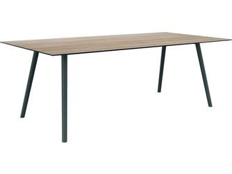 Tisch 220x100cm Interno Rundrohr konisch Aluminium graphit Tischplatte Silverstar 2.0 Oak light