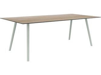 Tisch 220x100cm Interno Rundrohr konisch Aluminium greige Tischplatte Silverstar 2.0 Oak light