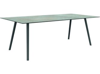 Tisch 220x100cm Interno Rundrohr konisch Aluminium greige Tischplatte Silverstar 2.0 Quartz