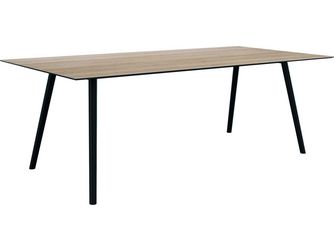 Tisch 220x100cm Interno Rundrohr konisch Aluminium schwarz matt Tischplatte Silverstar 2.0 Oak light