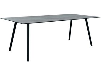 Tisch 220x100cm Interno Rundrohr konisch Aluminium schwarz matt/Tischplatte Silverstar 2.0 Stone light