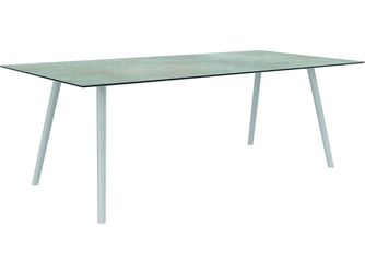 Tisch 220x100cm Interno Rundrohr konisch Aluminium weiß Tischplatte Silverstar 2.0 Quartz