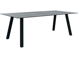 Tisch 220x100cm Interno Vierkantrohr Aluinium anthrazit Tischplatte Silverstar 2.0 Stone light