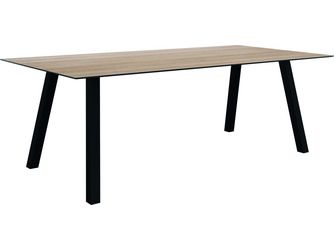 Tisch 220x100cm Interno Vierkantrohr Aluminium schwarz matt Tischplatte Silverstar 2.0 Oak light