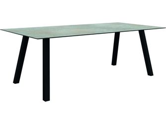 Tisch 220x100cm Interno Vierkantrohr Aluminium schwarz matt Tischplatte Silverstar 2.0 Quartz