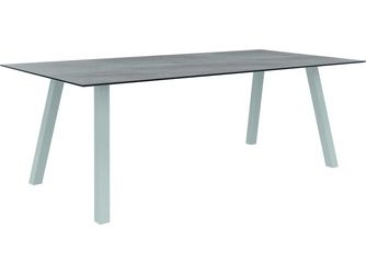 Tisch 220x100cm Interno Vierkantrohr Aluminium weiß Tischplatte Silverstar 2.0 Stone light