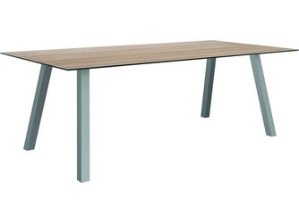 Tisch 220x100cm Interno Vierkantrohr Edelstahl Tischplatte Silverstar 2.0 Oak light