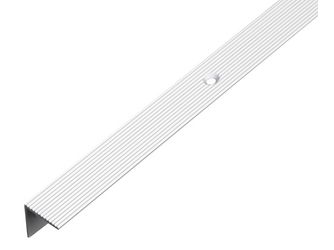 Treppenkanten-Schutzprofil, fein geriffelt, Alu silber elox., LxBxHxS 1000x20x20x1,8mm Treppenkanten-Schutzprofil, fein geriffelt, Alu silber elox., LxBxHxS 1000x20x20x1,8mm