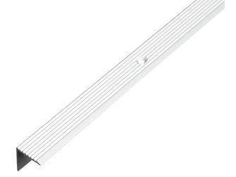 Treppenkanten-Schutzprofil, grob geriffelt, Alu silber elox., LxBxHxS 2000x20x20x1,8mm