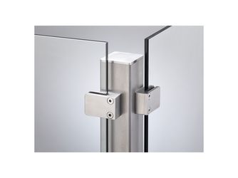 VETRO Eckpfosten V4A 60/60x1270-1570mm Anfertigung zum Einbetonieren Klemmbacken über Eck