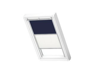 Verdunkelungs-Rollo Plus DFD C02 1100S Dunkelblau/weiß, Alu Schiene, Standard Verdunkelungs-Rollo Plus DFD C02 1100S Dunkelblau/weiß, Alu Schiene, Standard