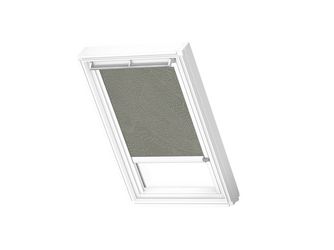 Verdunkelungs-Rollo solar DSL CK02 4575KWL Olivebeige gepunktet, weiße Schiene Premium