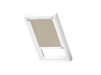 Verdunkelungs-Rollo solar DSL U04 4579KWL Sandbeige gepunktet, weiße Schiene Premium