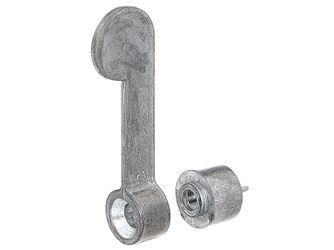 Vorreiber, Zink, Druckguss, Distanzstück Ø14, 4mm, Vorreiber 60mm, Karte à 2 St. Vorreiber, Zink, Druckguss, Distanzstück Ø14, 4mm, Vorreiber 60mm, Karte à 2 St.